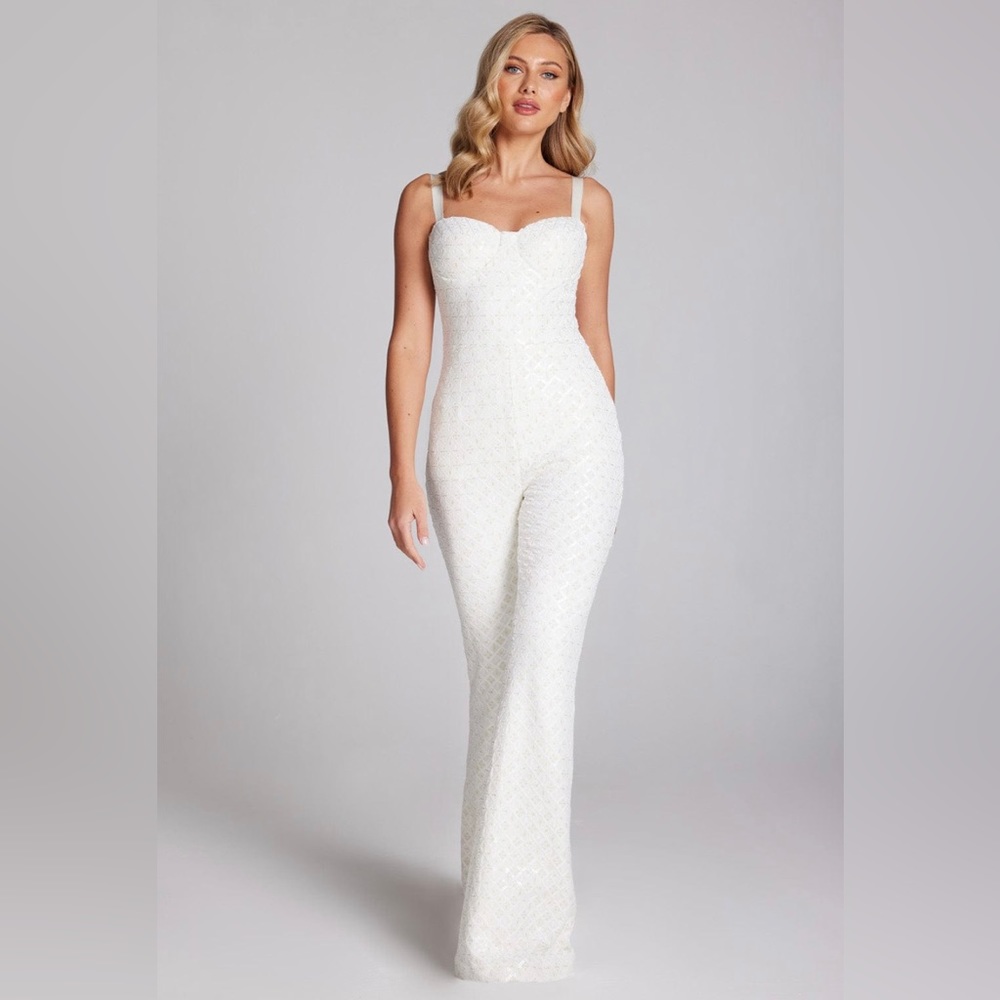 Nadine Merabi Hailey White Jumpsuit SM